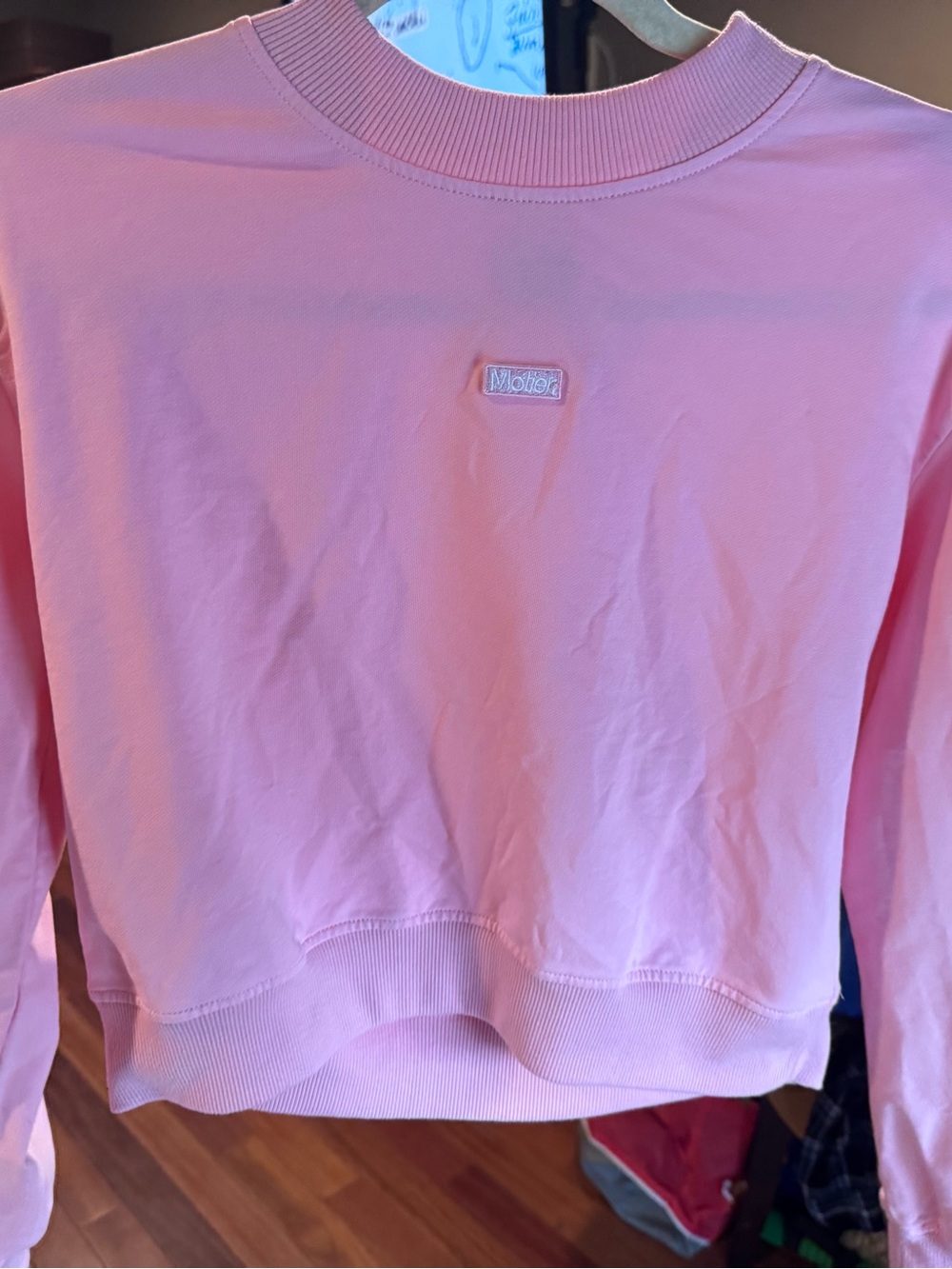 Motier  Pink Cropped Crewneck Sweatshirt set shorts médium top small